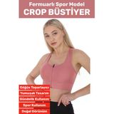 Özel Üretim Göğüs Toparlayıcı Sarkma Önleyen Spor Gündelik Kullanım Fermuarlı Şık Crop Büstiyer