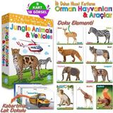 Özel Üretim Görsel Algı Eğlenceli Öğrenme Hisset Orman Hayvanları ve Araçlar Eğitim Kartları - Tek Ebat