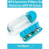 Özel Üretim Hap Bölmeli İlaç Kutusu %100 BPA İçermez Pillbox Su Matarası 600 Ml Suluk
