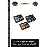 Özel Üretim Hediyelik Erkek Aksesuar Kamp Sunum Kurt Desenli Derili Matara Seti Alk6477