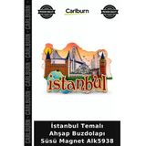 Özel Üretim Hediyelik Hatıra Dekoratif İstanbul Temalı Ahşap Buzdolapı Süsü Magnet Alk5938