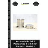 Özel Üretim Kamp Outdoor Cep Seyahat Metal Katlanabilir Tekli Paslanmaz Çelik Shot Bardak - Model 1