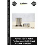 Özel Üretim Kamp Seyahat Pratik Metal Katlanabilir Tekli Paslanmaz Çelik Shot Bardak - Model 2