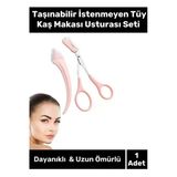 Özel Üretim Kompakt Tasarım Pratik Taraklı İstenmeyen Tüy Taşınabilir Kaş Makası Usturası Seti
