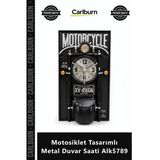 Özel Üretim Lazer Kesim Siyah Modern Şık Dekoratif Motosiklet Tasarımlı Metal Duvar Saati Alk5789