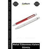 Özel Üretim Lüks Ofis Tipi Hediyelik Şık Tasarım Kurumsal Logolu Kalite Metal Tükenmez Kalem Gümüş