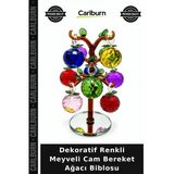 Özel Üretim Masa Dekoru Ev Aksesuarı Vitrin Süsü Dekoratif Renkli Meyveli Cam Bereket Ağacı Biblosu