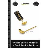 Özel Üretim Mutfak Gereci Şık Sunum Yemek Servisi Metal Servis Kepçesi - Gold Renk - 24.5 Cm