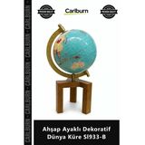 Özel Üretim Ofis Hediyesi Masa Üstü Şık Modern Kaliteli Ahşap Ayaklı Dekoratif Dünya Küre Sl933b