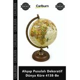 Özel Üretim Ofis Hediyesi Masa Üstü Vintage Şık Tasarım Ahşap Pusulalı Dekoratif Dünya Küre 4138Be