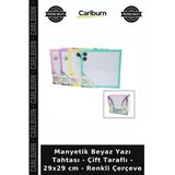 Özel Üretim Ofis Ve Okul Manyetik Beyaz Yazı Tahtası - Çift Taraflı - 29X29 Cm - Renkli Çerçeve