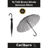 Özel Üretim Otomatik Mekanizma Baston Tip Rüzgar Korumalı Fiber 16 Telli Bronz Gövde Şemsiye 55cm