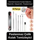 Özel Üretim Paslanmaz Çelik Kulak Balmumu Toplayıcı Çıkarıcı Temizleyici Bakımı Çubuk Seti 6 Parça