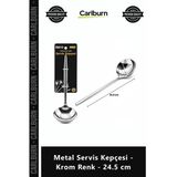 Özel Üretim Paslanmaz Çelik Mutfak Ekipmanı Şık Tasarım Metal Servis Kepçesi Krom Renk 245 Cm