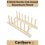 Özel Üretim Plak Mutfak Tabak Kitap Dergi Dosya Bambu Çok Amaçlı Düzenleyici 8 Gözlü Stand