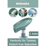 Özel Üretim Pratik Hijyenik Vantuzlu Su Tutmaz Giderli Mutfak Banyo Lavabo Katı Sabunluk 2 Adet