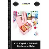 Özel Üretim Pratik Okul Ofis Mutfak Saklama Düzenleyici Çift Kapaklı Bölmeli Beslenme Kabı