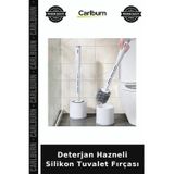 Özel Üretim Pratik Temizlik Banyo Hijyenik Ergonomik Deterjan Hazneli Silikon Tuvalet Fırçası