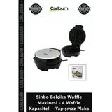 Özel Üretim Profesyonel Döküm Sinbo Belçika Waffle Makinesi 4 Waffle Kapasiteli Yapışmaz Plaka