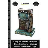 Özel Üretim Reçine Retro Kitap Keman Tasarımlı Biblo Kumbara Vintage Model Dekoratif Obje
