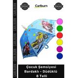 Özel Üretim Renkli Dayanıklı Rüzgara Dirençli Okul Çocuk Şemsiyesi Bardaklı Düdüklü 8 Telli