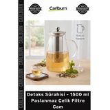 Özel Üretim Sağlıklı Yaşam Mutfak Kaliteli Detoks Sürahisi 1500 Ml Paslanmaz Çelik Filtre Cam