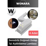 Özel Üretim Sensörlü Düğmeli Led Işıklı Tak Çıkar Dolap İçi Otomatik Aydınlatma Lambası 4 Adet
