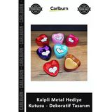 Özel Üretim Şık Metal Takı Saklama Kutusu Renkli Kalpli Metal Hediye Kutusu Dekoratif Tasarım