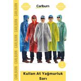 Özel Üretim Su Geçirmez Polietilen Pratik Kapüşonlu Standart Beden Hafif Kullan At Yağmurluk Mavi