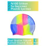 Özel Üretim Su Geçirmez Silikon Yüzücü Havuz&Deniz Bonesi Elastik Yüzme Şapkası Renkli 2 Adet