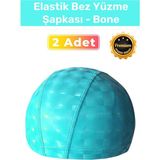 Özel Üretim Su Geçirmez Yüzücü Havuz Deniz Bonesi Elastik Bez Yüzme Şapkası 2'li Set