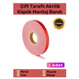 Özel Üretim Süper Güçlü İz Bırakmayan Çift Taraflı Akrilik Köpük Montaj Bandı 19mm X 2mt - 2 Adet