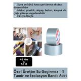 Özel Üretim Süper Güçlü Su Geçirmez Gri Çok Amaçlı Tamir ve Izolasyon Bandı 48MM x 10 Metre 5 Adet