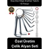 Özel Üretim Tamir Usta Altı Köşeli Bozuk Vida Kısa Düz Köşe Anahtar Takımı Çelik Alyan Seti 10 Parça