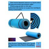 Özel Üretim Taşıma Askılı Çift Taraflı Kaymaz Su Geçirmez Pilates Kamp Fitness Yoga Matı Mavi 10 mm