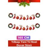 Özel Üretim Tek Taraflı Baskı Yeni Yıl Noel Yılbaşı Dekoratif Kağıt Banner Çelenk Duvar Süsü -165cm