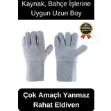 Özel Üretim Uzun Boy Isıya Dayanıklı Rahat Yangın İçin Kaynakçı Yanmaz Çok Amaçlı Bahçe Deri Eldiven