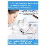 Özel Üretim Uzun Ömürlü 1080 Derece Dönebilen Çift Modlu Metal Görünümlü Akrobat Musluk Ucu Başlığı