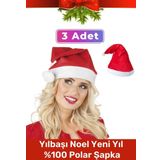 Özel Üretim Yıkanabilir Ucu Ponponlu Çocuk Yetişkin Yılbaşı Noel Baba %100 Polar Şapka 3 Adet