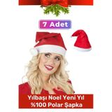 Özel Üretim Yıkanabilir Ucu Ponponlu Çocuk Yetişkin Yılbaşı Noel Baba %100 Polar Şapka 7 Adet