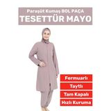 Özel Üretim Yüksek Kalite Konforlu Fermuarlı Taytlı Tam Kapalı Paraşüt Kumaş Bol Paça Tesettür Mayo