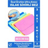 Özel Üretim Yüksek Kaliteli 3 Kat Emici Tüm Yüzeylerde Etkili Mutfak Banyo Islak Sihirli Bez 3 Adet