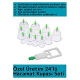 Özel Üretim Yüksek Kaliteli Selülit Çatlak Giderici Vakumlu 24'lü Hacamat Kupası Seti