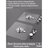 Özel Üretim Yüksek Kaliteli Suya Neme Ekstra Dayanıklı Montajsız Ultra Güçlü Vantuzlu Askı 3 Adet Tu