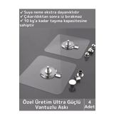 Özel Üretim Yüksek Kaliteli Suya Neme Ekstra Dayanıklı Montajsız Ultra Güçlü Vantuzlu Askı 4 Adet