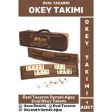 Özel Uzun Ömürlü Dayanıklı Aile Ev Arkadaş Kahve Cafe Oyun Takımı Oymalı Ağaç Oval 101 Okey Takımı
