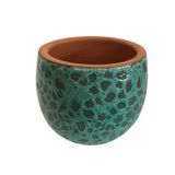 ÖZEL YAPIM TURKUAZ RENK EL YAPIMI TOPRAK SAKSI - 15*15 CM