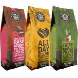 Ozeline Aromalı Filtre Kahve Tanışma Seti – Makine için Öğütülmüş – Kağıt ve Metal Filtreye Uygun – 3’lü 250 g – Irish Cream, All Day Blend, Çikolata Frambuaz