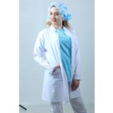 Özelsa Kadın hakim yaka uzun kol uzun boy beyaz doktor önlük, hemşire, eczacı, öğretmen, laborant önlüğü