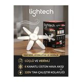 ÖZEMEK LİGHTECH 110W Pervaneli Fanlı LED Ampul Kumandalı E27 3 Renk 6 Kanat 52cm DİM Edilebilir